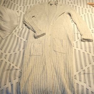 Long cable knit cardigan